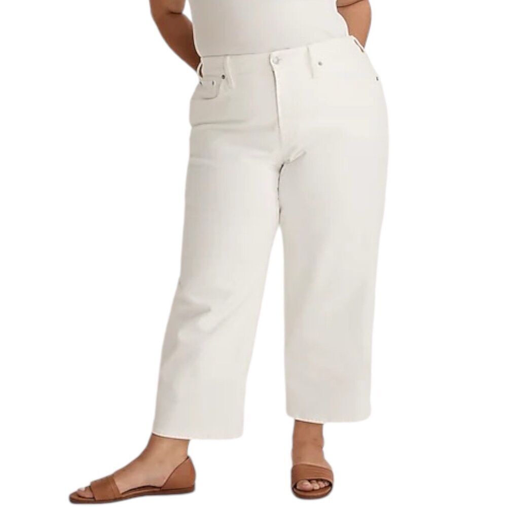 Madewell White The Perfect Vintage Wide Leg Crop Jeans 28W